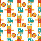 Van het androidsbeeldverhaal van de robotstransformator van het het speelgoedkarakter van de de roboticamachine vector naadloze h royalty-vrije illustratie Van het androidsbeeldverhaal van de robotstransformator van het het speelgoedkarakter van de de roboticamachine vector naadloze h royalty-vrije illustratie
