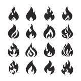 Van het brandvlam en vuur vector geplaatste silhouetpictogrammen royalty-vrije illustratie Van het brandvlam en vuur vector geplaatste silhouetpictogrammen royalty-vrije illustratie