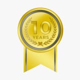 10 van het certificatie verjaardagsmuntstuk van de gouden Gelukwensjaar Toekenning met achtergrondwit vector illustratie 10 van het certificatie verjaardagsmuntstuk van de gouden Gelukwensjaar Toekenning met achtergrondwit vector illustratie