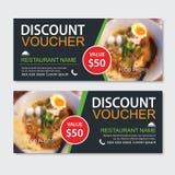 Van het de bon Aziatisch voedsel van de kortingsgift het malplaatjeontwerp Geplaatste noedels Gebruik voor coupon, banner, vliege stock illustratie Van het de bon Aziatisch voedsel van de kortingsgift het malplaatjeontwerp Geplaatste noedels Gebruik voor coupon, banner, vliege stock illustratie