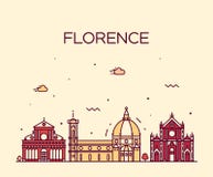 Van het de horizonsilhouet van Florence de vector lineaire stijl royalty-vrije illustratie Van het de horizonsilhouet van Florence de vector lineaire stijl royalty-vrije illustratie