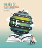 Van het het ontwerp de open boek van de wereldreis van het de gidsconcept vectorillustratie vector illustratie Van het het ontwerp de open boek van de wereldreis van het de gidsconcept vectorillustratie vector illustratie