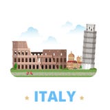 Van het het ontwerpmalplaatje van het land van Italië Vlakke het beeldverhaalstijl w royalty-vrije illustratie Van het het ontwerpmalplaatje van het land van Italië Vlakke het beeldverhaalstijl w royalty-vrije illustratie