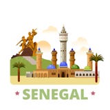 Van het het ontwerpmalplaatje van het land van Senegal Vlakke het beeldverhaalstijl vector illustratie Van het het ontwerpmalplaatje van het land van Senegal Vlakke het beeldverhaalstijl vector illustratie