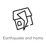 van het overzichtsaardbeving en huis vectorpictogram r Editablevector stock illustratie van het overzichtsaardbeving en huis vectorpictogram r Editablevector stock illustratie