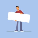 Van het promoaanplakbiljet van de mensenholding de vlakke vectorillustratie royalty-vrije illustratie Van het promoaanplakbiljet van de mensenholding de vlakke vectorillustratie royalty-vrije illustratie