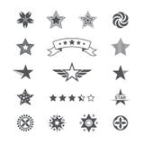 Van sterpictogrammen en emblemen inzameling Vastgestelde pictogrammen vector illustratie Van sterpictogrammen en emblemen inzameling Vastgestelde pictogrammen vector illustratie
