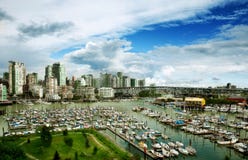 Vancouver downtown over Granville island stock images Vancouver downtown over Granville island stock images