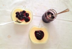 Vaniljpudding med bärdriftstopp royaltyfria foton Vaniljpudding med bärdriftstopp royaltyfria foton