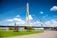 Vansu Cable-stayed Bridge Over Daugava River In Riga, Latvia Stock Photos Vansu Cable-stayed Bridge Over Daugava River In Riga, Latvia Stock Photos