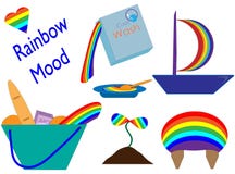 Vari oggetti stabiliti con la pittura dell'arcobaleno illustrazione di stock Vari oggetti stabiliti con la pittura dell'arcobaleno illustrazione di stock