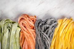 Variety of fresh raw homemade pasta stock image Variety of fresh raw homemade pasta stock image