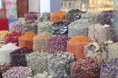 Variety of spices on the old souk royalty free stock photography Variety of spices on the old souk royalty free stock photography