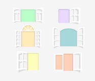 Various open windows vector set, paper cut art wide open window Royalty Free Illustration Various open windows vector set, paper cut art wide open window Royalty Free Illustration
