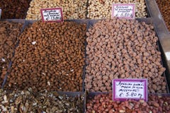 Roasted nuts on a market stall royalty free stock photo Roasted nuts on a market stall royalty free stock photo