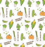 Various vegetables kawaii seamless pattern stock illustration Various vegetables kawaii seamless pattern stock illustration
