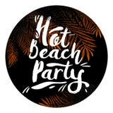 Varmt strandparti för affisch i en svart cirkel med palmträd bakgrundsdesignelement fyra vita snowflakes också vektor för coreldr vektor illustrationer Varmt strandparti för affisch i en svart cirkel med palmträd bakgrundsdesignelement fyra vita snowflakes också vektor för coreldr vektor illustrationer