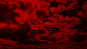 Apocalyptic Red Sky With Sun Behind The Clouds Stock Video - Video of ...