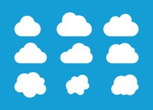 Vastgesteld od clounds pictogram dat op blauwe achtergrond wordt geïsoleerd Vectorcloundsinzameling royalty-vrije illustratie Vastgesteld od clounds pictogram dat op blauwe achtergrond wordt geïsoleerd Vectorcloundsinzameling royalty-vrije illustratie