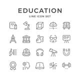 Vastgestelde lijnpictogrammen van onderwijs stock illustratie Vastgestelde lijnpictogrammen van onderwijs stock illustratie