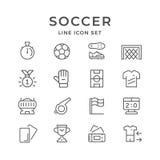 Vastgestelde lijnpictogrammen van voetbal Royalty-vrije Stock Foto Vastgestelde lijnpictogrammen van voetbal Royalty-vrije Stock Foto