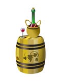Vat en fles rode wijn stock illustratie Vat en fles rode wijn stock illustratie