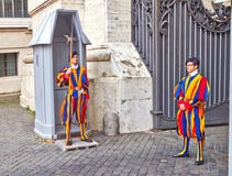 Vatican Guard by Swiss guard soldiers. The Swiss guard is currently the only type of armed forces of the Vatican stock images Vatican Guard by Swiss guard soldiers. The Swiss guard is currently the only type of armed forces of the Vatican stock images