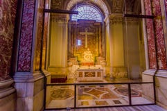 VATICAN, ITALY - JUNE 13, 2015: La Pieta From Michelangelo Inside St. Peter Basilica, Great Sculture That Shows Mary Royalty Free Stock Photos VATICAN, ITALY - JUNE 13, 2015: La Pieta From Michelangelo Inside St. Peter Basilica, Great Sculture That Shows Mary Royalty Free Stock Photos