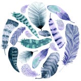 Vattenf?rgcirkelram F?rgrika fj?drar p? vit bakgrund stock illustrationer Vattenf?rgcirkelram F?rgrika fj?drar p? vit bakgrund stock illustrationer
