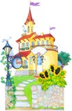 Vattenfärgbild Sagaslottherrgård royaltyfri illustrationer Vattenfärgbild Sagaslottherrgård royaltyfri illustrationer