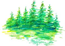 Vattenfärggrupp av landskapet för skog för granträd det gröna stock illustrationer Vattenfärggrupp av landskapet för skog för granträd det gröna stock illustrationer