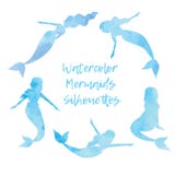 Vattenfärgkonturer av sjöjungfruuppsättningen Vektorillustration EPS10 vektor illustrationer Vattenfärgkonturer av sjöjungfruuppsättningen Vektorillustration EPS10 vektor illustrationer