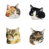 Vattenfärgsamling av fyra gulliga katter förtjusande kattunge vektor illustrationer Vattenfärgsamling av fyra gulliga katter förtjusande kattunge vektor illustrationer