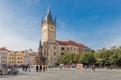 Vecchia torretta del municipio a Praga fotografia stock libera da diritti Vecchia torretta del municipio a Praga fotografia stock libera da diritti