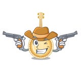 Vecchio banjo del cowboy nella mascotte di forma illustrazione di stock Vecchio banjo del cowboy nella mascotte di forma illustrazione di stock