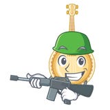 Vecchio banjo dell'esercito nella mascotte di forma royalty illustrazione gratis Vecchio banjo dell'esercito nella mascotte di forma royalty illustrazione gratis