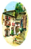 Vecchio cortile in Italia del sud illustrazione di stock Vecchio cortile in Italia del sud illustrazione di stock