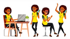 Vecteur africain de caractère de femme de couleur d'affaires Femelle dans différentes poses Commis In Office Clothes Concepteur, illustration de vecteur Vecteur africain de caractère de femme de couleur d'affaires Femelle dans différentes poses Commis In Office Clothes Concepteur, illustration de vecteur