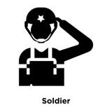 Vecteur d'icône de soldat d'isolement sur le fond blanc, concept o de logo illustration stock Vecteur d'icône de soldat d'isolement sur le fond blanc, concept o de logo illustration stock