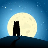 Vecteur de la lever de la lune EPS10 de Glastonbury illustration stock Vecteur de la lever de la lune EPS10 de Glastonbury illustration stock