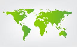 Vecteur de vert de carte du monde d'isolement sur le fond blanc illustration libre de droits Vecteur de vert de carte du monde d'isolement sur le fond blanc illustration libre de droits