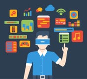 Vecteur isométrique plat d'utilisation en verre d'interface de réalité virtuelle de VR illustration de vecteur Vecteur isométrique plat d'utilisation en verre d'interface de réalité virtuelle de VR illustration de vecteur