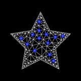 Vecteur Mesh Red Star Icon avec les diamants bleus illustration stock Vecteur Mesh Red Star Icon avec les diamants bleus illustration stock
