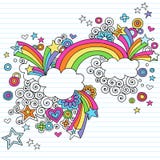 Vecteur psychédélique de griffonnage de cahier d'arc-en-ciel illustration stock Vecteur psychédélique de griffonnage de cahier d'arc-en-ciel illustration stock