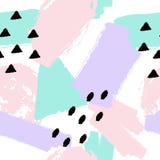 Vector abstract hand getrokken naadloos patroon met geometrische en borstel geschilderde elementen stock illustratie Vector abstract hand getrokken naadloos patroon met geometrische en borstel geschilderde elementen stock illustratie