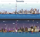 Vector abstract illustration of Toronto at day and night Royalty Free Illustration Vector abstract illustration of Toronto at day and night Royalty Free Illustration
