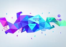 Vector abstraktes buntes Blau facettierte Kristallfahne, 3d Form mit Dreiecken, geometrische, moderne Schablone stock abbildung Vector abstraktes buntes Blau facettierte Kristallfahne, 3d Form mit Dreiecken, geometrische, moderne Schablone stock abbildung