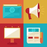 Vector advertising and promotion flat icons stock illustration Vector advertising and promotion flat icons stock illustration