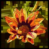 Vector stained glass window with blooming orange gazania. stock illustration Vector stained glass window with blooming orange gazania. stock illustration