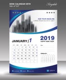 Vector 2019, aviador de la plantilla del calendario de escritorio de ENERO stock de ilustración Vector 2019, aviador de la plantilla del calendario de escritorio de ENERO stock de ilustración